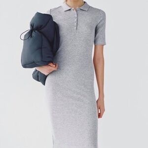 Zara | Size M | Grey Cotton Polo Midi Dress